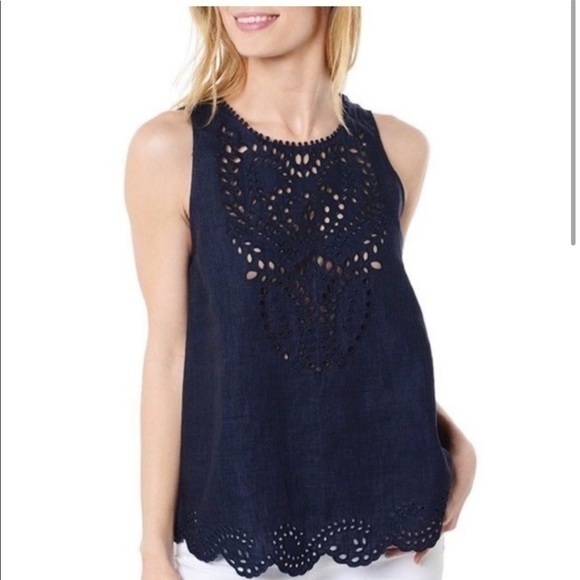 Joie Tops - Joie Women's Encycllia navy 100% linen sleeveless blouse size XXS
